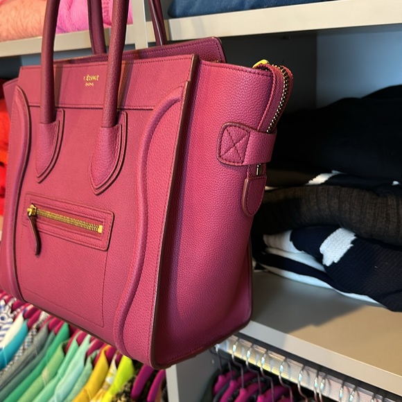 Authentic Celine raspberry calfskin micro luggage satchel bag - Picture 2 of 10